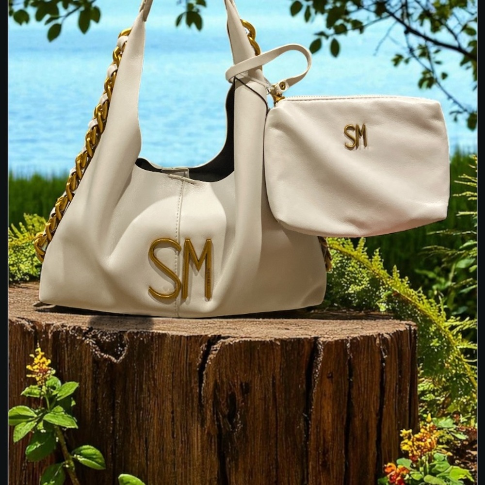 NWT Steve Madden Cream Shoulder Bag Set with Gold Accents
